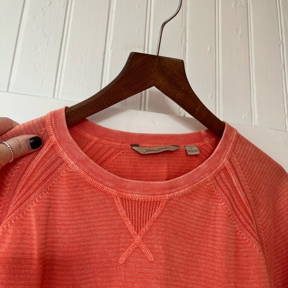 Paradise Collection Men Size Large Coral/ Orange Cotton Crew Tight Knit Sweater - Picture 3 of 4